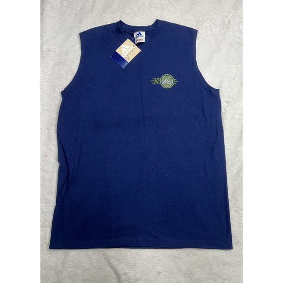 Deadstock Vintage 90s Adidas Navy Blue Sleeveless T-Shirt Men's Size Small NWT - Picture 1 of 7